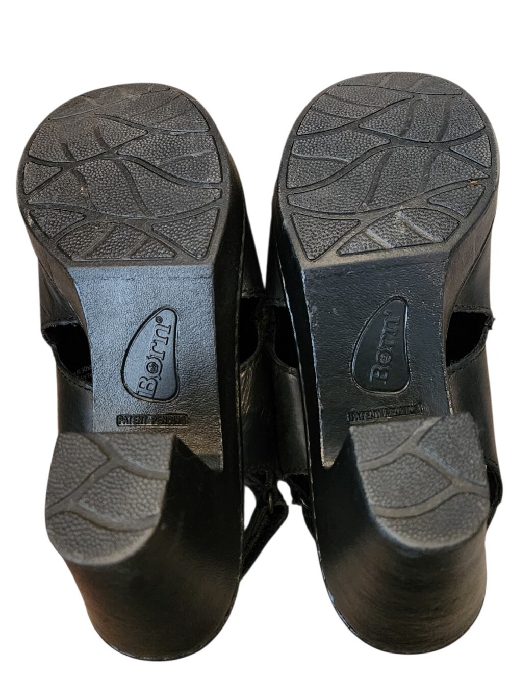 Born Wekiva Black Leather Peep Toe Block Heel Sandals Size 8 Chunky Comfort Shoe - Picture 9 of 9